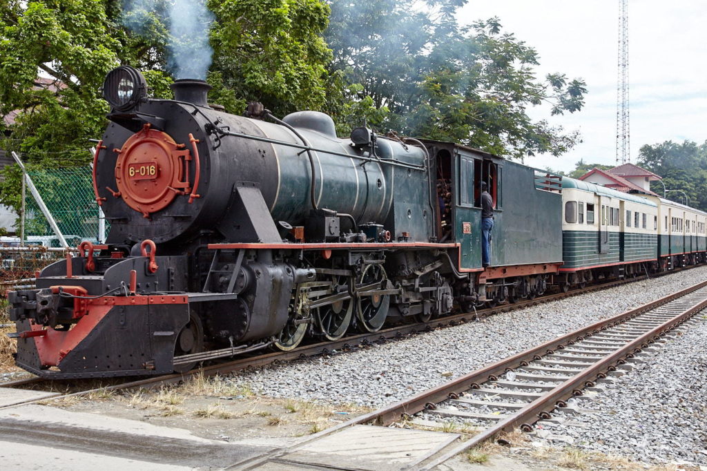 Steam locomotive at Kinarut on the North Borneo Railway